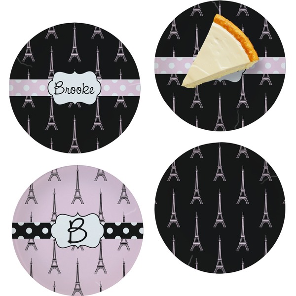 Black Eiffel Tower Set of Appetizer / Dessert Plates