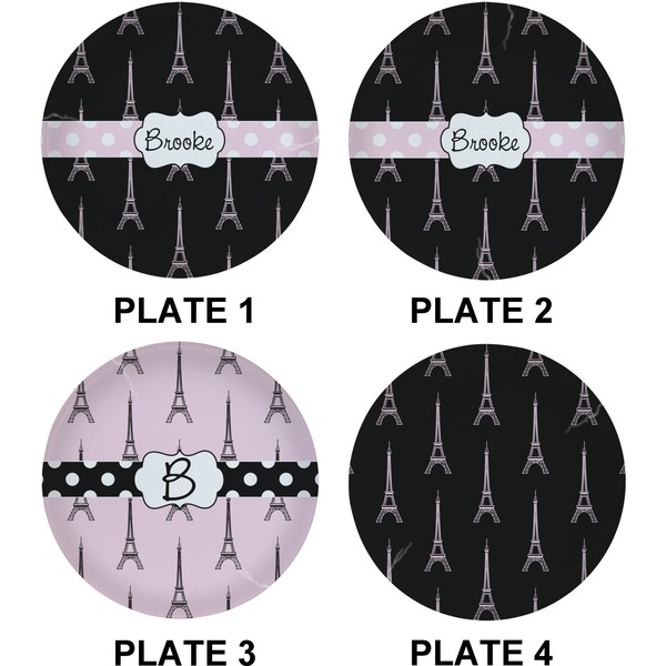 Black Eiffel Tower Set of Lunch / Dinner Plates (Approval)