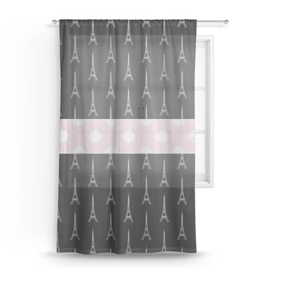 Black Eiffel Tower Sheer Curtain - 50"x84" (Personalized)