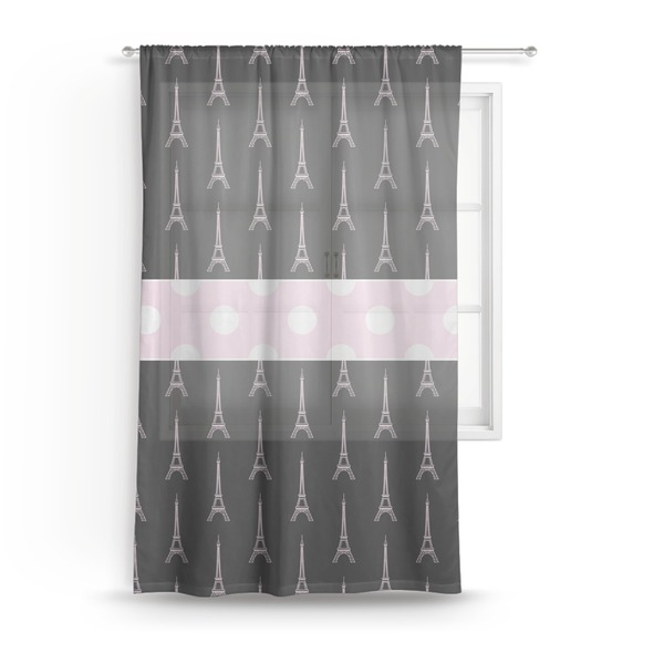 Custom Black Eiffel Tower Sheer Curtain - 50"x84"