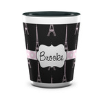 Black Eiffel Tower Ceramic Shot Glass - 1.5 oz - Two Tone - Set of 4 (Personalized)