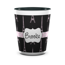 Black Eiffel Tower Ceramic Shot Glass - 1.5 oz - Two Tone - Set of 4 (Personalized)