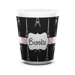 Black Eiffel Tower Ceramic Shot Glass - 1.5 oz - White - Set of 4 (Personalized)