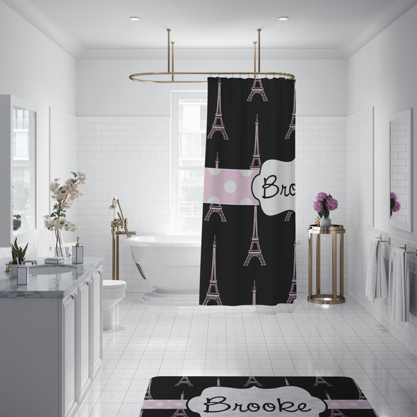 Black Eiffel Tower Shower Curtain - 70"x83"