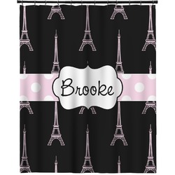 Black Eiffel Tower Extra Long Shower Curtain - 70"x84" (Personalized)