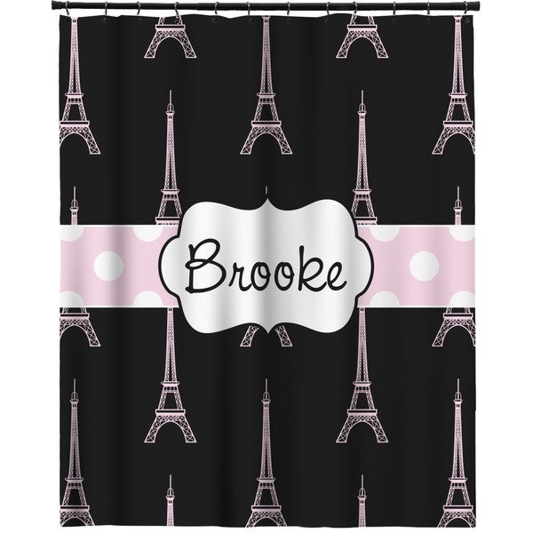 Custom Black Eiffel Tower Extra Long Shower Curtain - 70"x84" (Personalized)