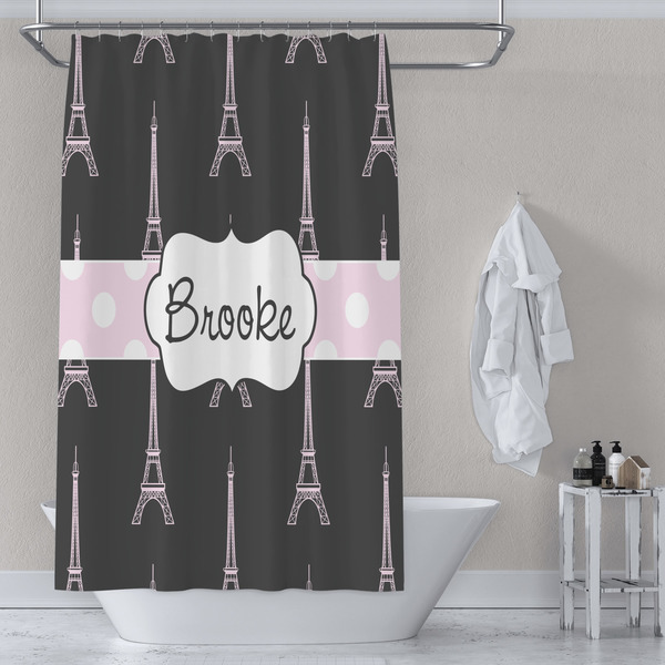 Black Eiffel Tower Shower Curtain Lifestyle