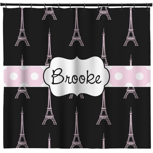 Custom Black Eiffel Tower Shower Curtain (Personalized)