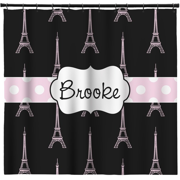 Custom Black Eiffel Tower Shower Curtain - Custom Size (Personalized)