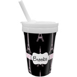 Black Eiffel Tower Sippy Cup with Straw (Personalized)