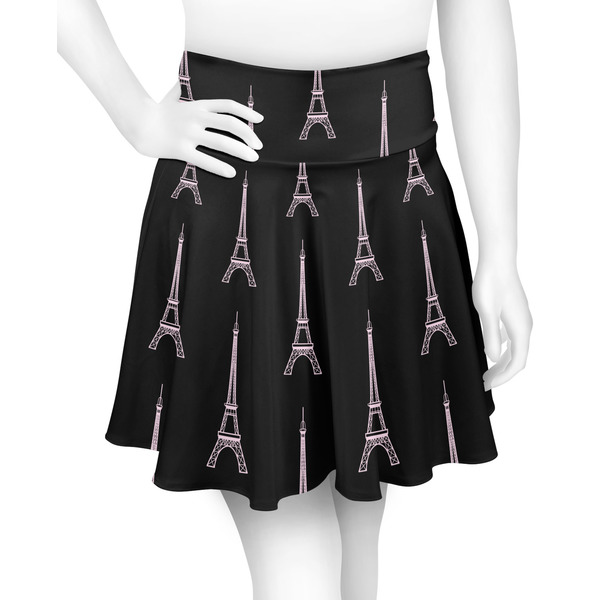 Custom Black Eiffel Tower Skater Skirt - Medium