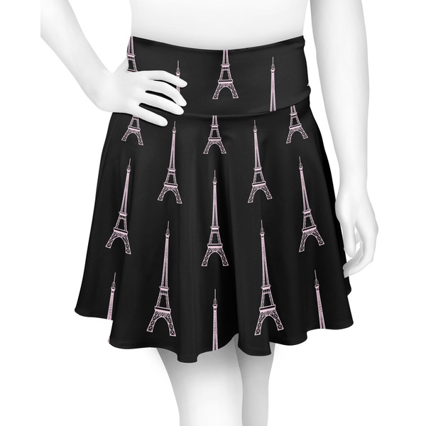 Custom Black Eiffel Tower Skater Skirt - 2X Large