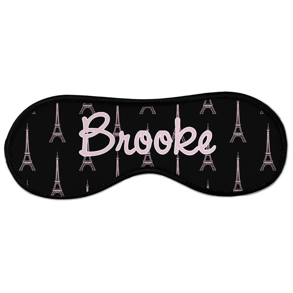 Custom Black Eiffel Tower Sleeping Eye Masks - Large (Personalized)