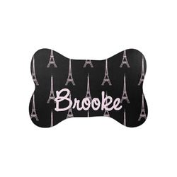Black Eiffel Tower Bone Shaped Dog Food Mat (Small) (Personalized)