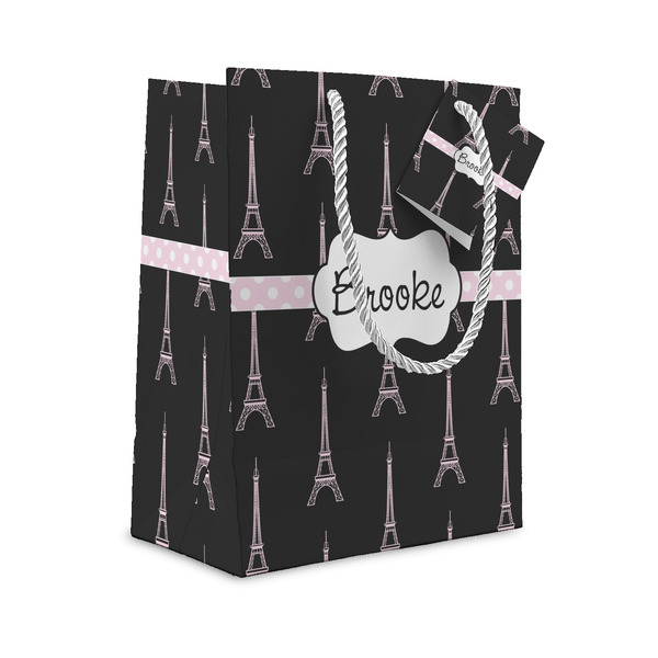Custom Black Eiffel Tower Small Gift Bag (Personalized)