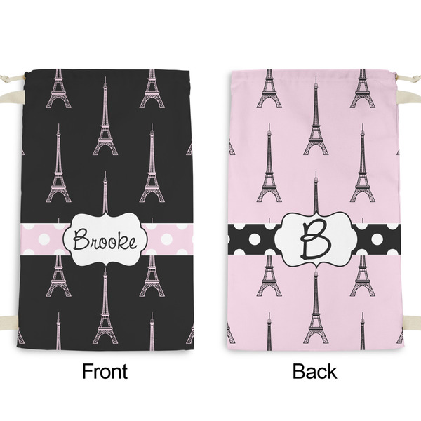 Black Eiffel Tower Small Laundry Bag - Front & Back View