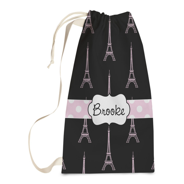 Custom Black Eiffel Tower Laundry Bags - Small (Personalized)
