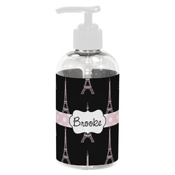 Black Eiffel Tower Plastic Soap / Lotion Dispenser (8 oz - Small - White) (Personalized)