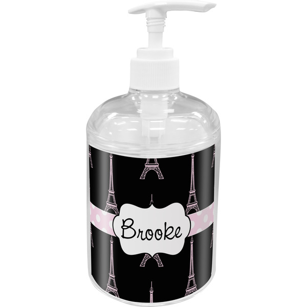 Custom Black Eiffel Tower Acrylic Soap & Lotion Bottle (Personalized)