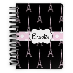 Black Eiffel Tower Spiral Notebook - 5x7 w/ Name or Text
