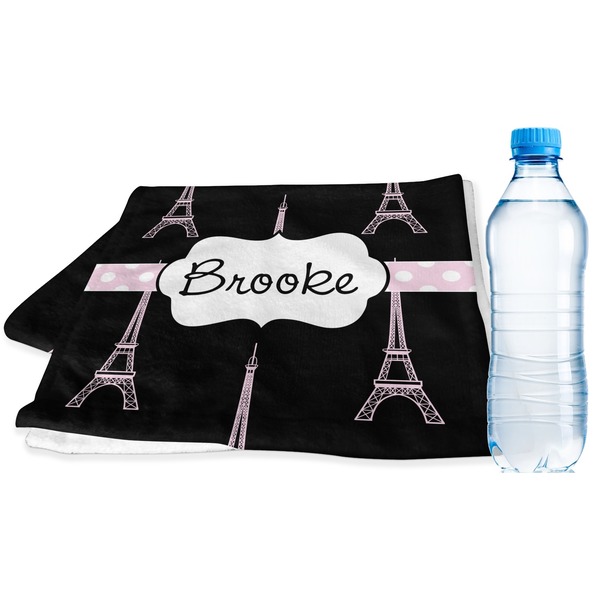 Custom Black Eiffel Tower Sports & Fitness Towel (Personalized)