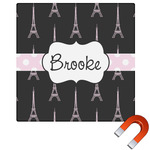 Black Eiffel Tower Square Car Magnet - 6" (Personalized)