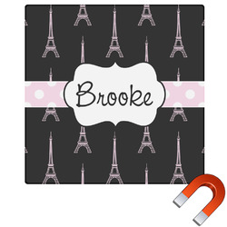 Black Eiffel Tower Square Car Magnet - 10" (Personalized)