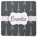 Black Eiffel Tower Square Rubber Backed Coaster (Personalized)