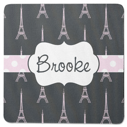 Black Eiffel Tower Square Rubber Backed Coaster (Personalized)