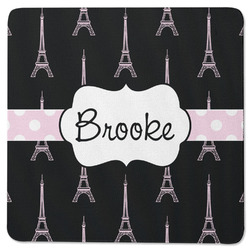 Black Eiffel Tower Square Rubber Backed Coaster (Personalized)