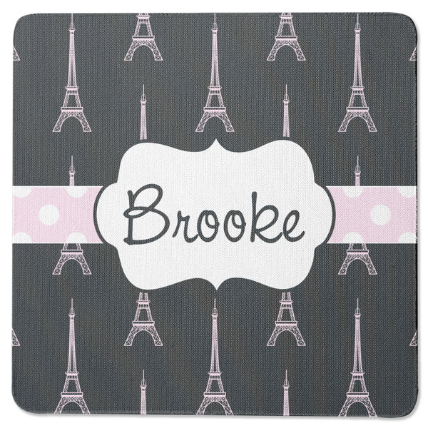 Custom Black Eiffel Tower Square Rubber Backed Coaster (Personalized)