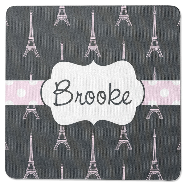 Black Eiffel Tower Square Coaster Rubber Back - Single