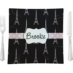Black Eiffel Tower 9.5" Glass Square Lunch / Dinner Plate- Single or Set of 4 (Personalized)