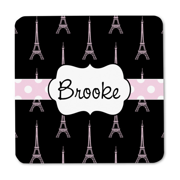 Black Eiffel Tower Square Fridge Magnet - FRONT