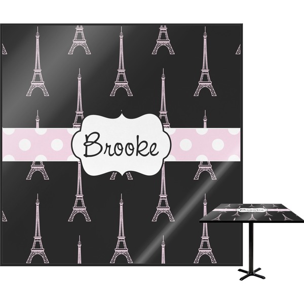 Custom Black Eiffel Tower Square Table Top (Personalized)