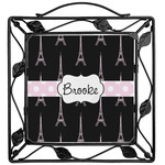 Black Eiffel Tower Square Trivet (Personalized)