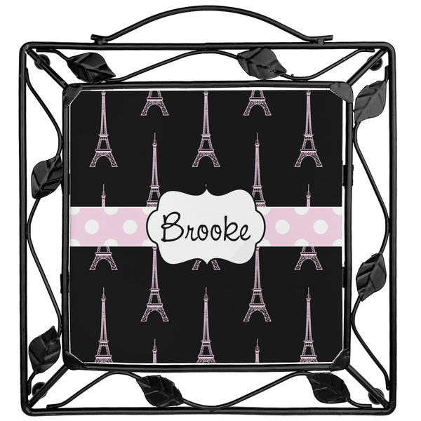 Custom Black Eiffel Tower Square Trivet (Personalized)
