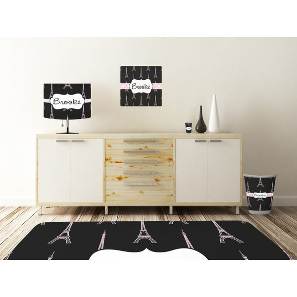 Black Eiffel Tower Square Wall Decal Wooden Desk