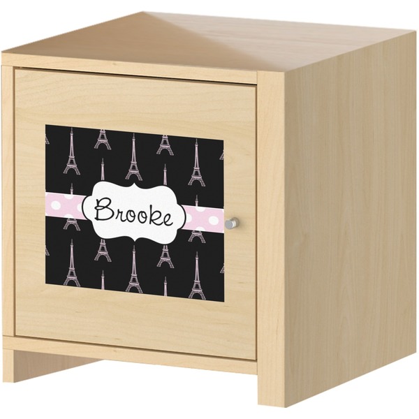 Black Eiffel Tower Square Wall Decal on Wooden Cabinet