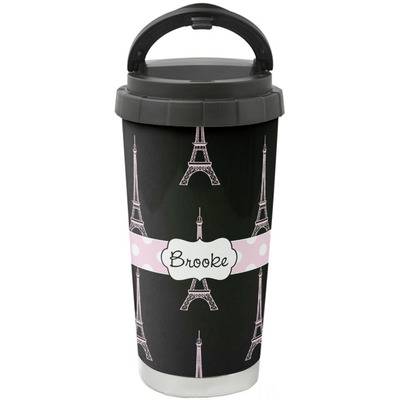 Black Eiffel Tower Stainless Steel Coffee Tumbler (Personalized)
