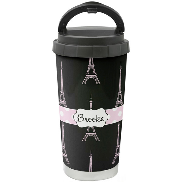 Custom Black Eiffel Tower Stainless Steel Coffee Tumbler (Personalized)