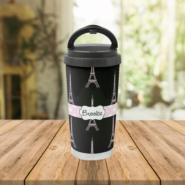 Black Eiffel Tower Stainless Steel Travel Cup Lifestyle