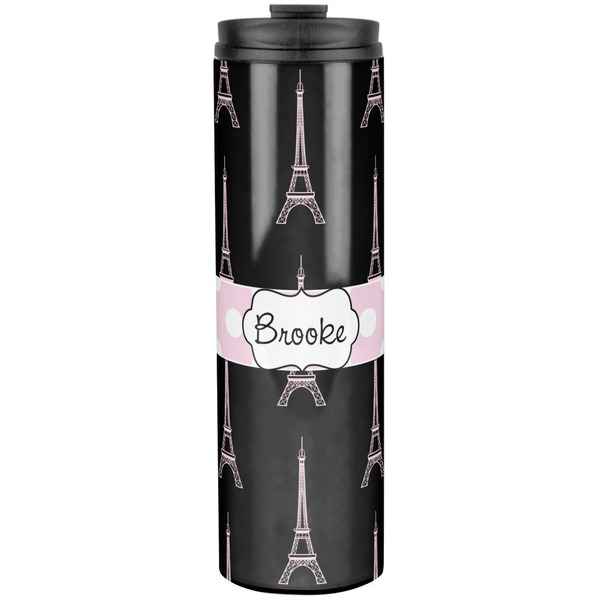 Custom Black Eiffel Tower Stainless Steel Skinny Tumbler - 20 oz (Personalized)