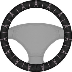Black Eiffel Tower Steering Wheel Cover (Personalized)
