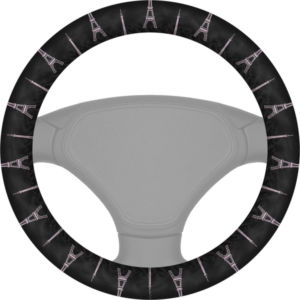 Custom Black Eiffel Tower Steering Wheel Cover