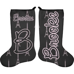 Black Eiffel Tower Holiday Stocking - Double-Sided - Neoprene (Personalized)