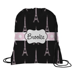 Black Eiffel Tower Drawstring Backpack - Small (Personalized)