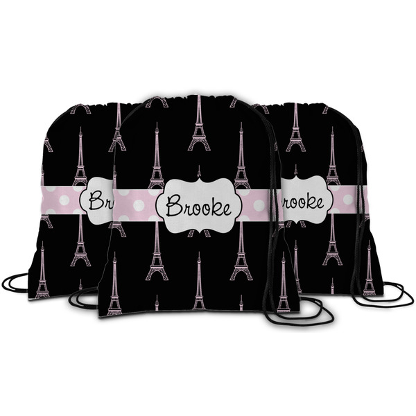 Black Eiffel Tower String Backpack - MAIN