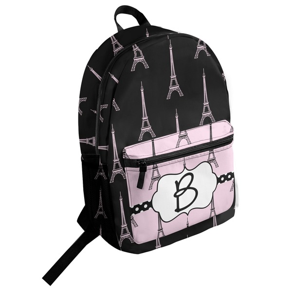 Custom Black Eiffel Tower Student Backpack (Personalized)