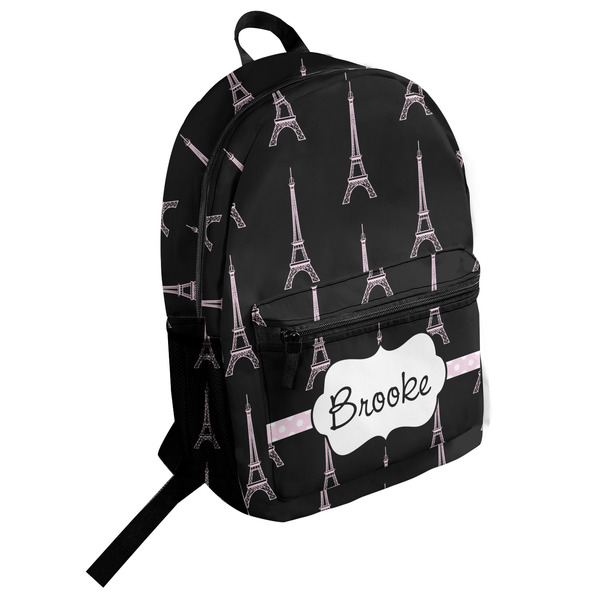 Custom Black Eiffel Tower Student Backpack (Personalized)